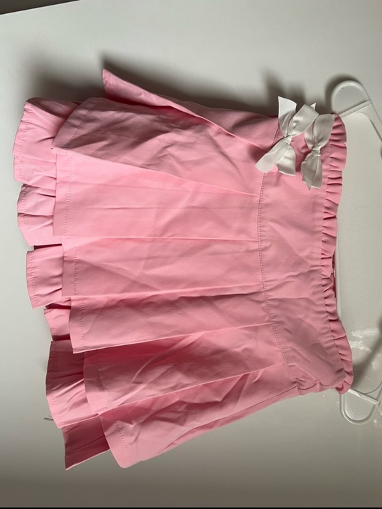 ROMWE Dresses & Skirts - Women’s Girls Layered Pleated Ruffled Frilly Pink Skirt with 2 White Bows size S